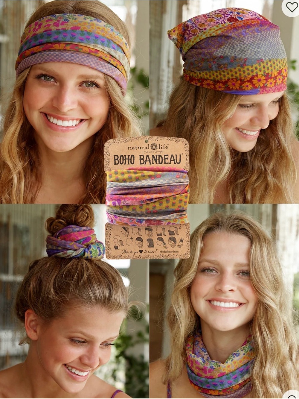 Natural Life Boho Bandeau, 3 Pack, Multi-Colors, Full Size, Multiple Uses - Picture 12 of 12